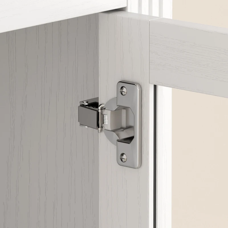 HOMCOM Aparador Alto de Cocina con 4 Puertas 2 de Cristal 2 Cajones y Estantes Ajustables Blanco