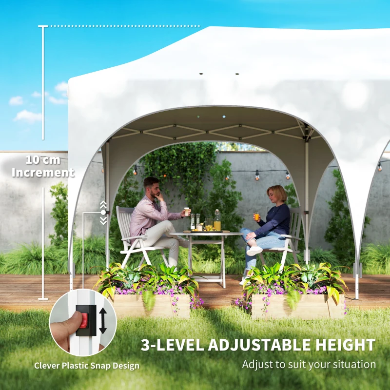 Outsunny 3 x 6m Pop Up Gazebo Shelter with Sides, 6 Sandbags, Peak Top Garden Party Tent Marquee with Carry Bag, Light Grey/White