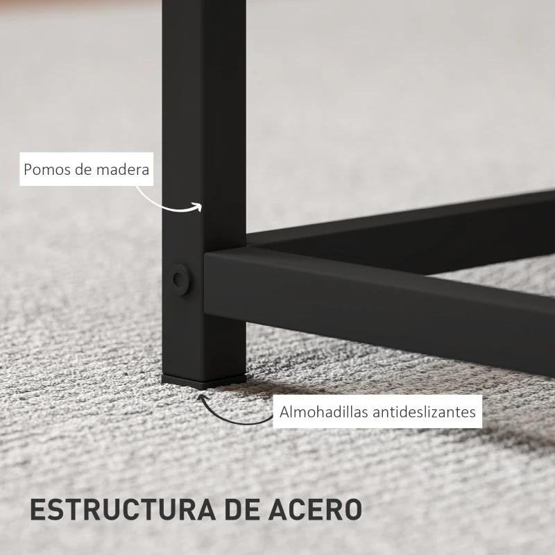 HOMCOM Juego de 2 Mesas de Centro Mesa Nido Moderna Mesitas Auxiliares Patas de Acero para Salón Dormitorio Oficina Roble