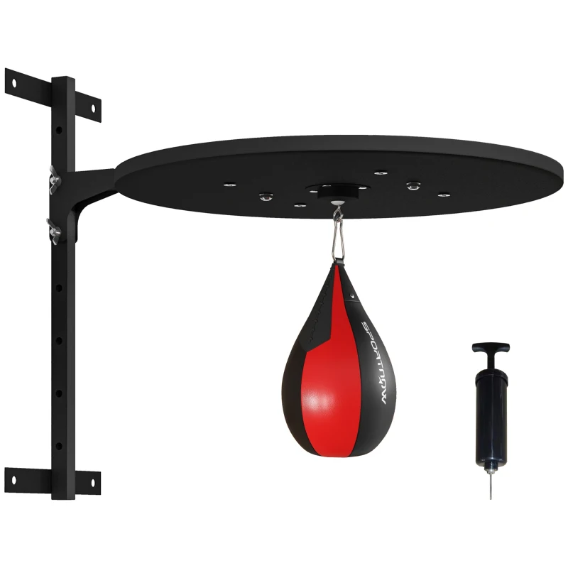 SPORTNOW Punching Ball montat pe perete, cu Speed Bag rotativ la 360° și reglabil pe 7 niveluri de înălțime, negru și roșu