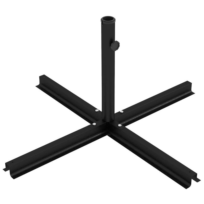 Outsunny Base per Ombrellone a Croce in Acciaio con Vite Laterale, 100x100x75 cm, Nero