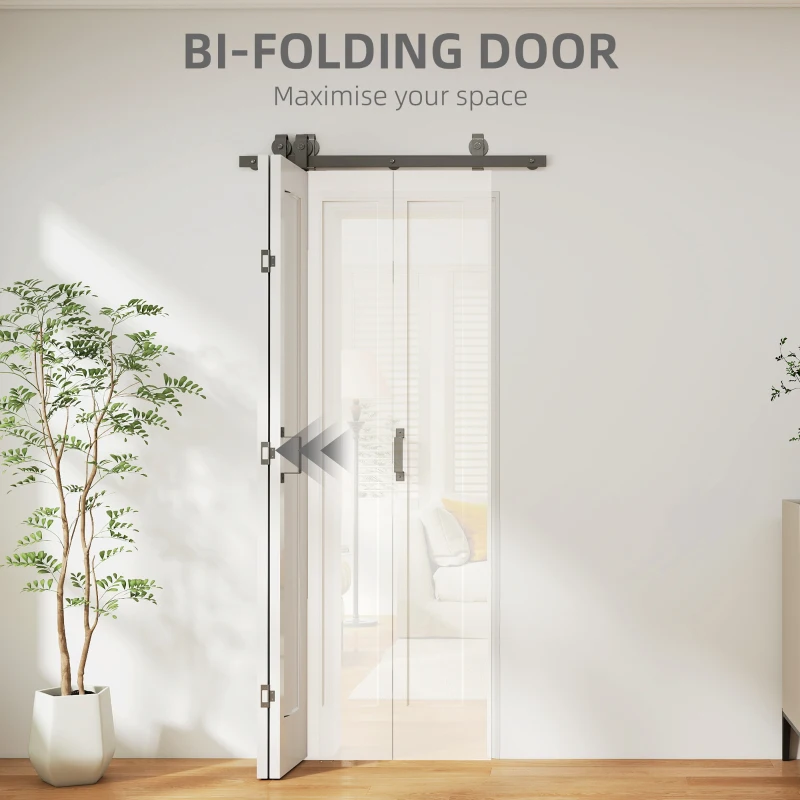 HOMCOM Slide Door, 70cm Modern Sliding Door Set Kit with Steel Rail, White