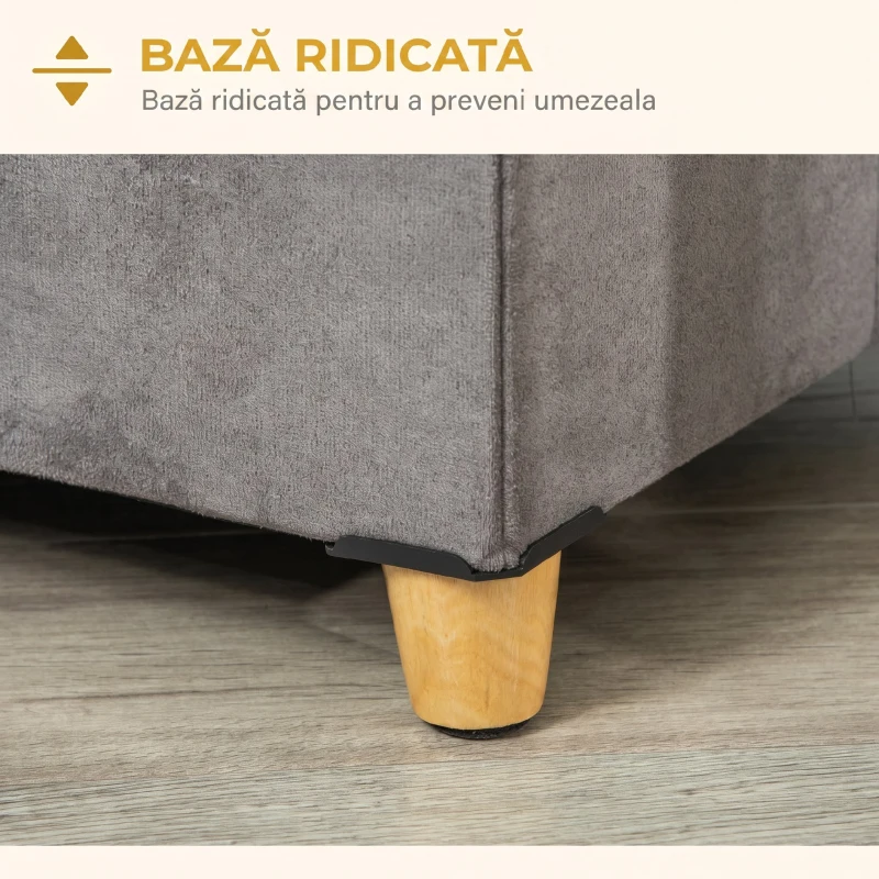 PawHut Căsuță pentru Pisici, Pouf Taburet Tapițat cu Pernă Detasabilă și Lavabilă, Gri