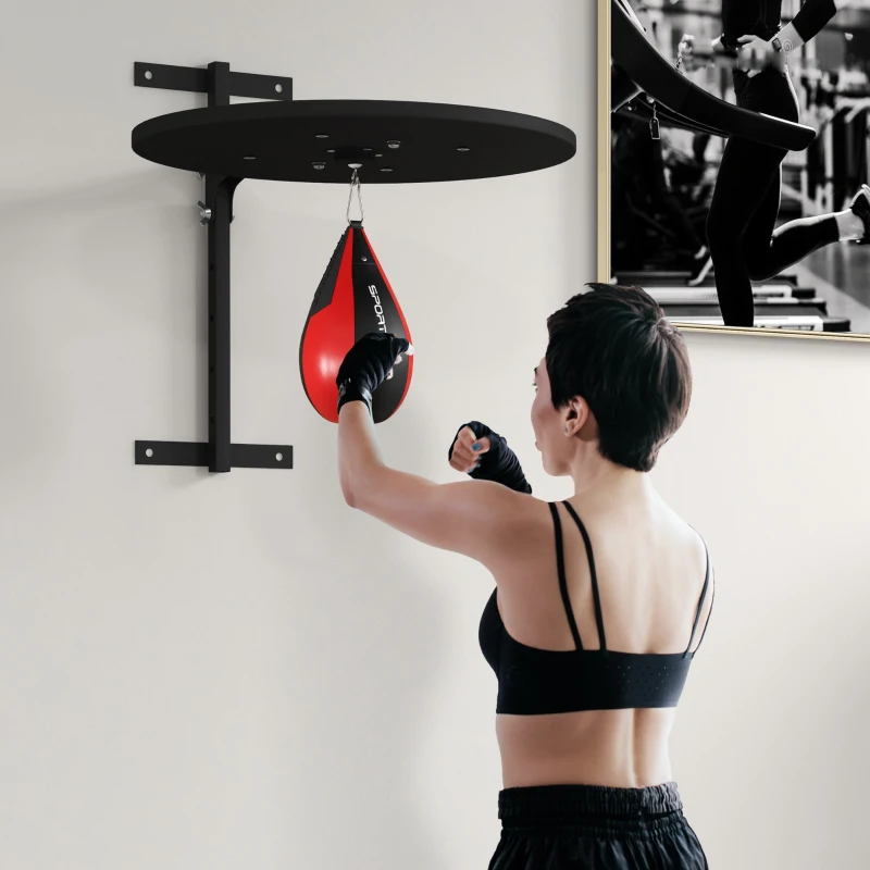 SPORTNOW Punching Ball montat pe perete, cu Speed Bag rotativ la 360° și reglabil pe 7 niveluri de înălțime, negru și roșu