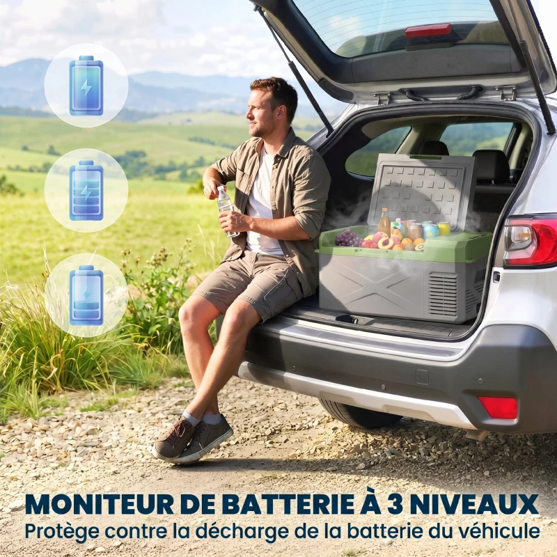 Outsunny Glacière électrique portable 16,3L, réfrigérateur de voiture portable congélateur et réfrigérateur 12/24V gris