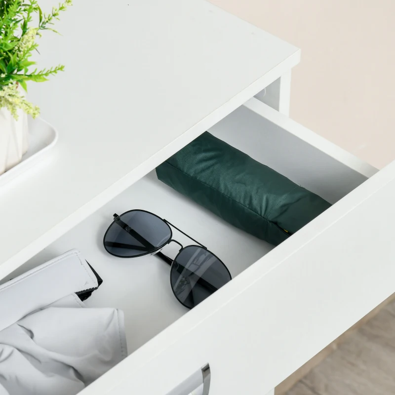 HOMCOM Meuble à chaussures avec 2 tiroirs rabattables étagère réglable + 1 tiroir  jusqu'à 16 paires 70L x 29l x 92H Blanc