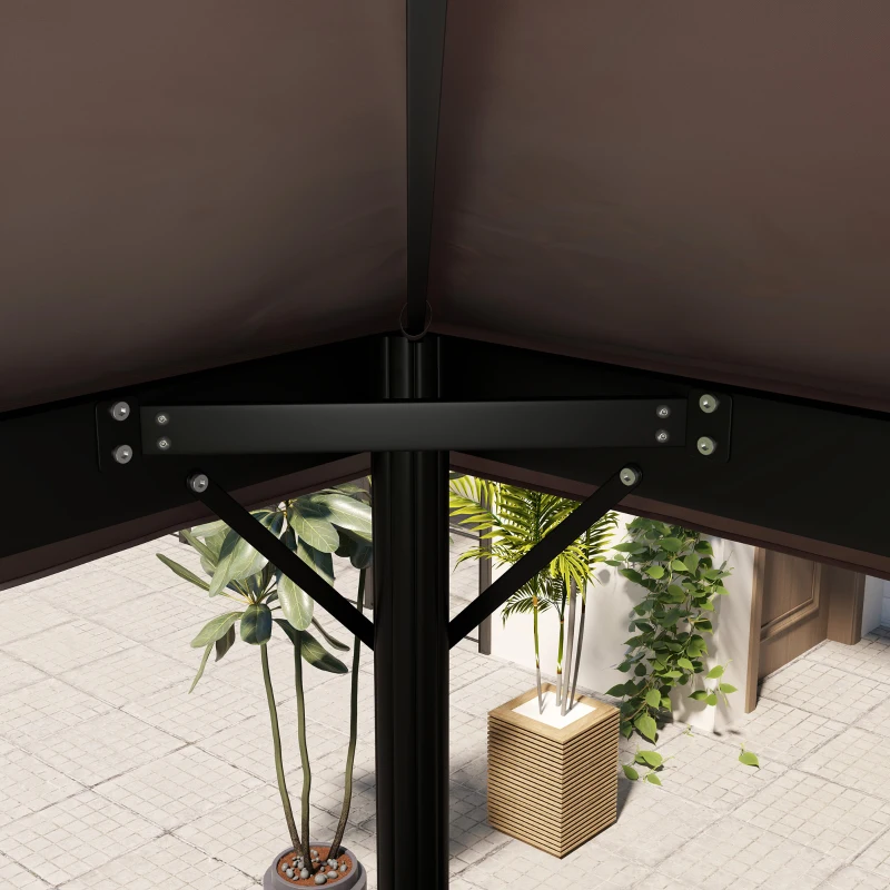 Outsunny Copertura per Gazebo da Giardino 3x4 m a 2 Livelli in Tessuto Oxford 600D con Fori di Drenaggio, Caffè