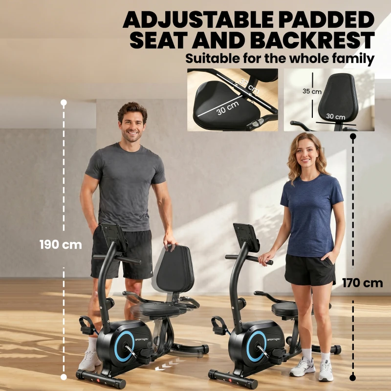 SPORTNOW Recumbent Exercise Bike for Home, Stationary Bike with Bluetooth, App Connectivity, Quiet 8-Level Magnetic Resistance