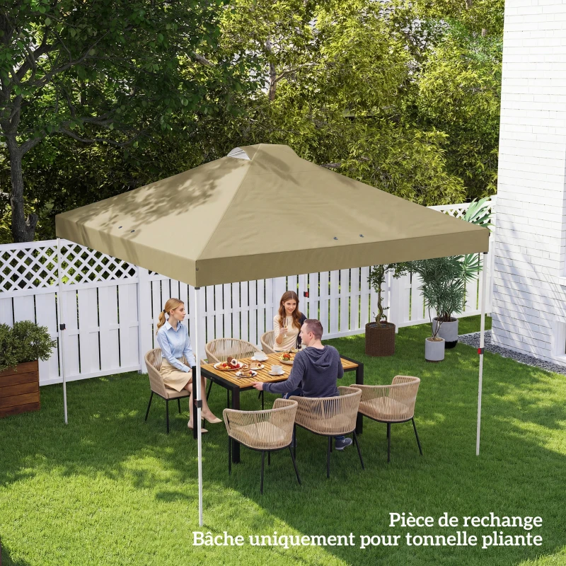 Outsunny Toile de Rechange pour Tonnelle 3 x 3 m UV50+ Imperméable avec 8 Trous de Drainage 3 x 3 m, crème