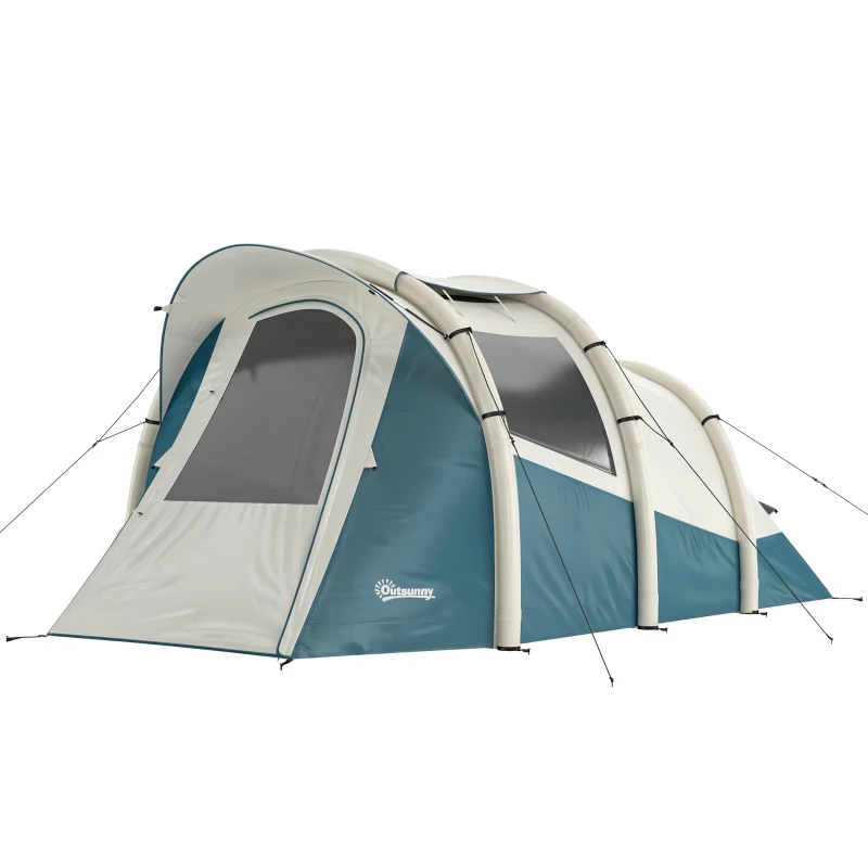 Outsunny Inflatable Camping Tent w/ Air Pump, Easy Setup 2-3 Person Blow Up Tent, Green