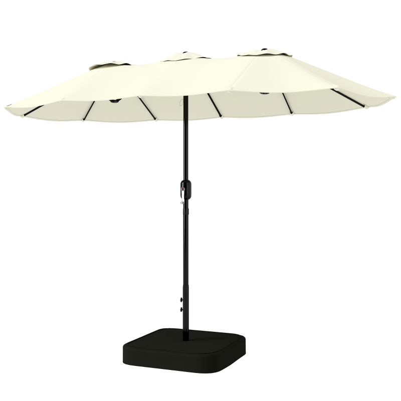 Outsunny Parasol de jardin extérieur parasol double face rectangulaire base et sacs de sable protection UV 50+ 295x148cm beige
