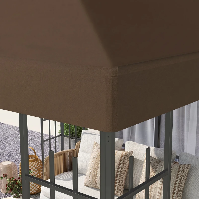Outsunny Acoperire pentru Foișor de Grădină 3x3 m din Material Oxford 600D cu Orificii de Drenaj, Maro