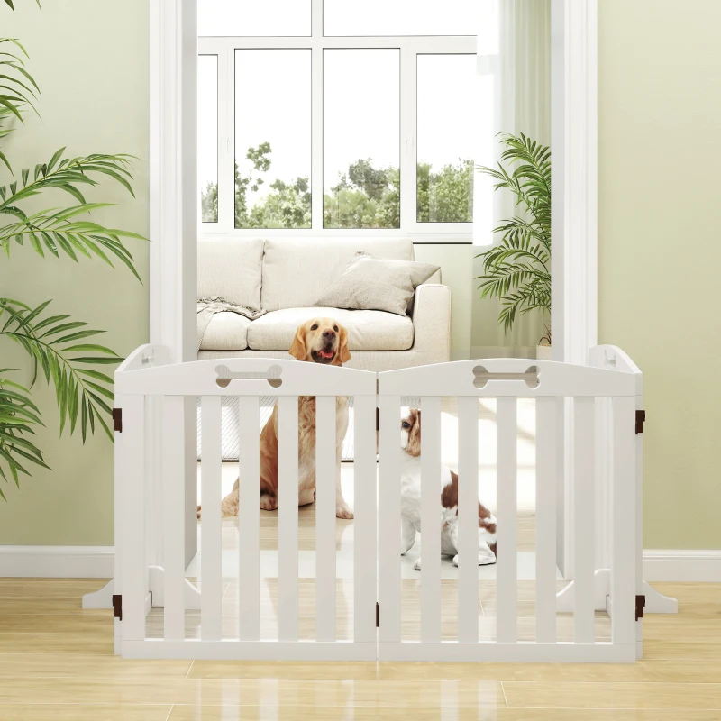 PawHut Barrière de sécurité chien barrière pliable pour chien pieds de support pointes antidérapantes 207,5 x 30 x 61 cm blanc