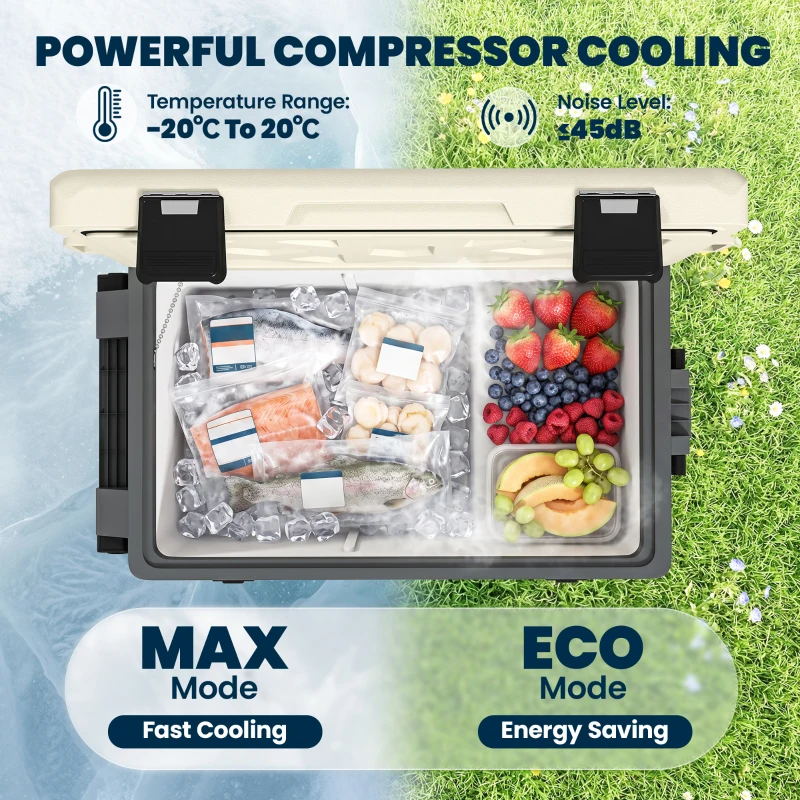 Outsunny 42.5L Compressor Car Fridge Freezer, Camping Refrigerator with App Control, 20℃-20℃