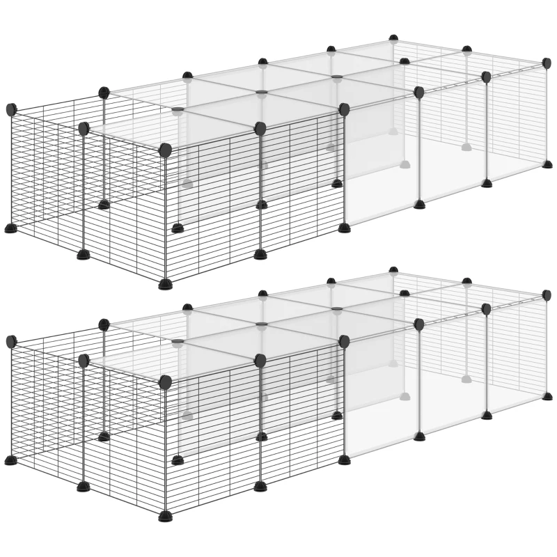 PawHut Lot de 2 enclos pour petits animaux design DIY cage modulable pour cochon d'Inde lapin chinchillas