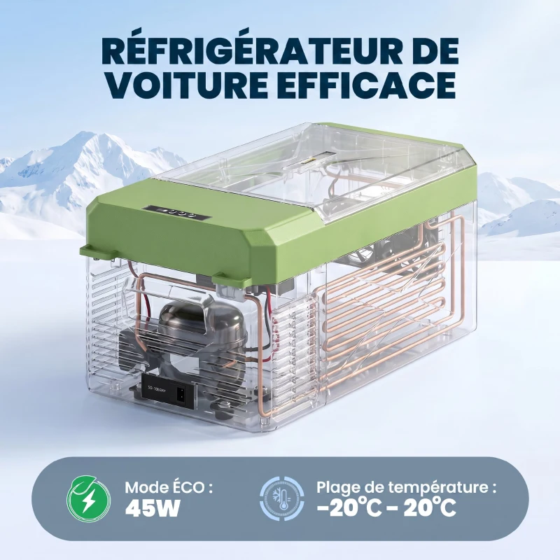 Outsunny Glacière électrique portable 16,3L, réfrigérateur de voiture portable congélateur et réfrigérateur 12/24V gris