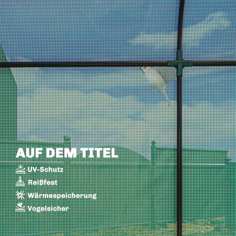 Outsunny Tomatengewächshaus Foliengewächshaus mit Rolltor Netzfenster Bogendach 170 x 68 x 200 cm Grün