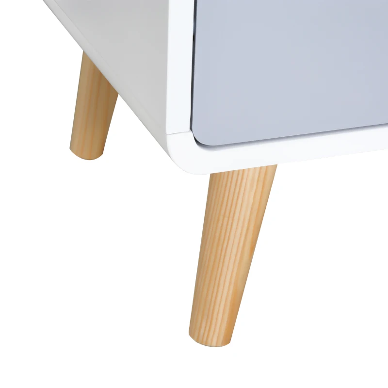 HOMCOM Comodino con Cassetto in MDF e Legno di Pino per Camera da Letto, Soggiorno e Bagno, 40x38x58 cm