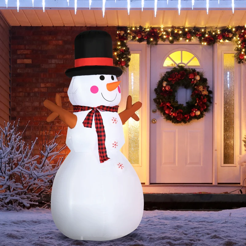 HOMCOM Weihnachten aufblasbarer Schneemann 1,82 m Weihnachtsdekoration wetterfest LEDs Polyester 100 x 80 x 182 cm