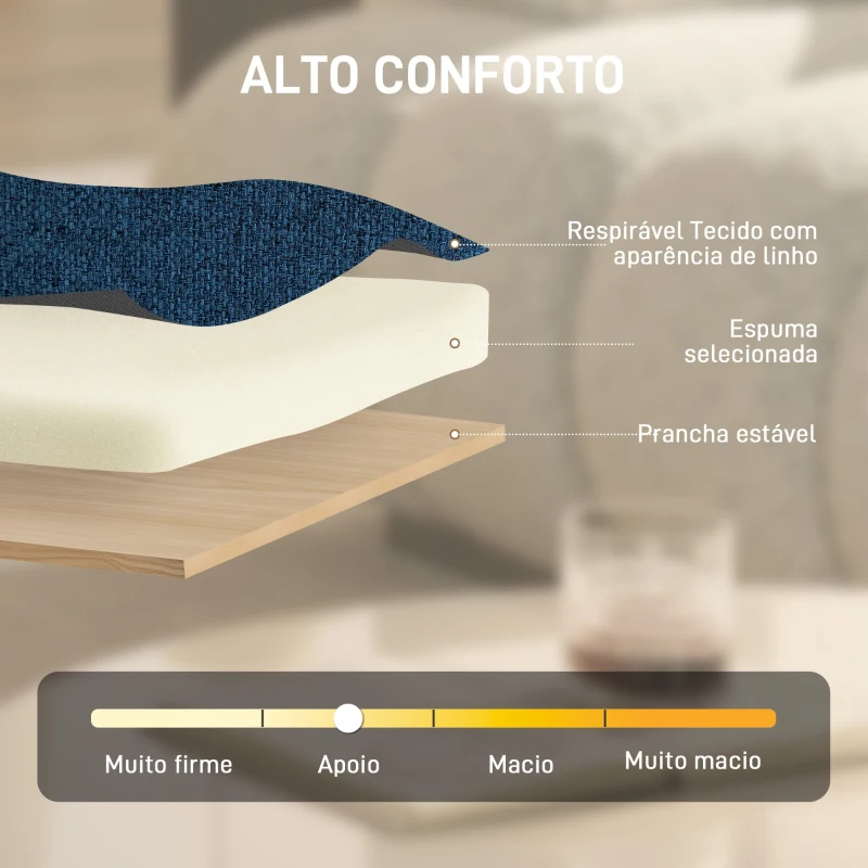 HOMCOM Poltrona de Sala Poltrona Giratória 360° Poltrona Relax com Altura Ajustável Assento Largo 63x75x92-102 cm Azul Escuro