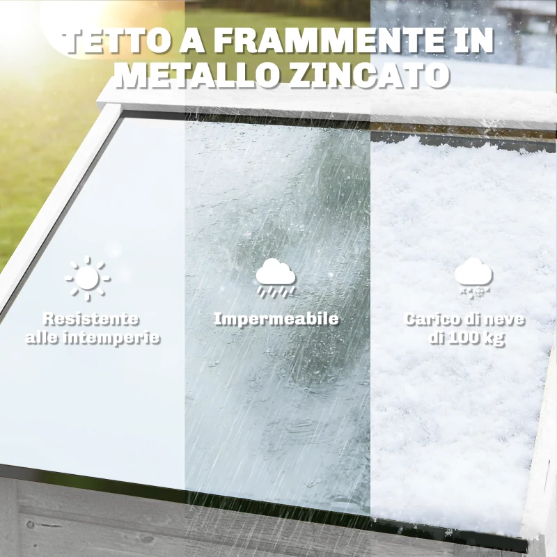 Outsunny Casetta porta Attrezzi in Legno con Tetto in Metallo e Scaffali Regolabili, 85x58x213 cm, Bianco