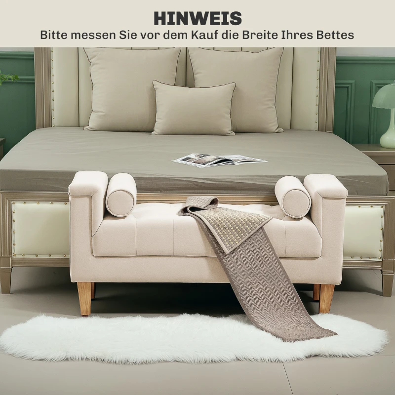 HOMCOM Polsterbank, Vintage-Design, 2 Kissen, Chenillebezug, 115 x 44 x 58 cm, Beige