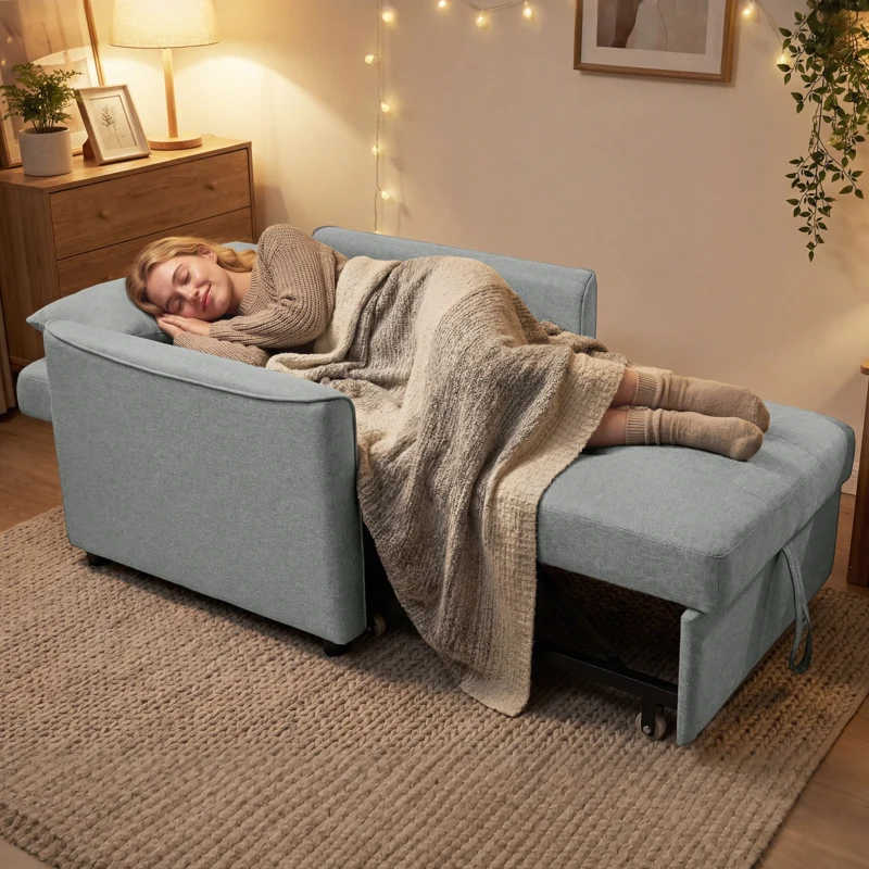 HOMCOM 3-in-1 Schlafsessel, Ausziehbarer Sofa-Bett Sessel mit Verstellbarer Rückenlehne, Grau
