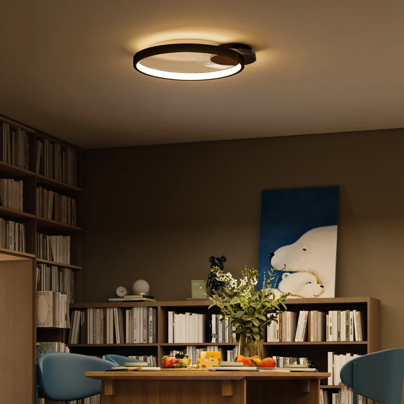 HOMCOM Plafonieră LED Modernă cu 2 Inele, Temperatură de Culoare Reglabilă, Putere 30W, Negru