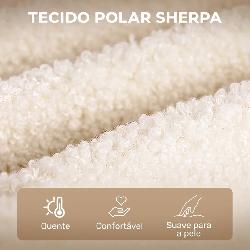 HOMCOM Poltrona Baloiço em Borrego com Oscilação de 40° Pés de Madeira de Faia e Estrutura de Aço 71x98x101 cm Bege