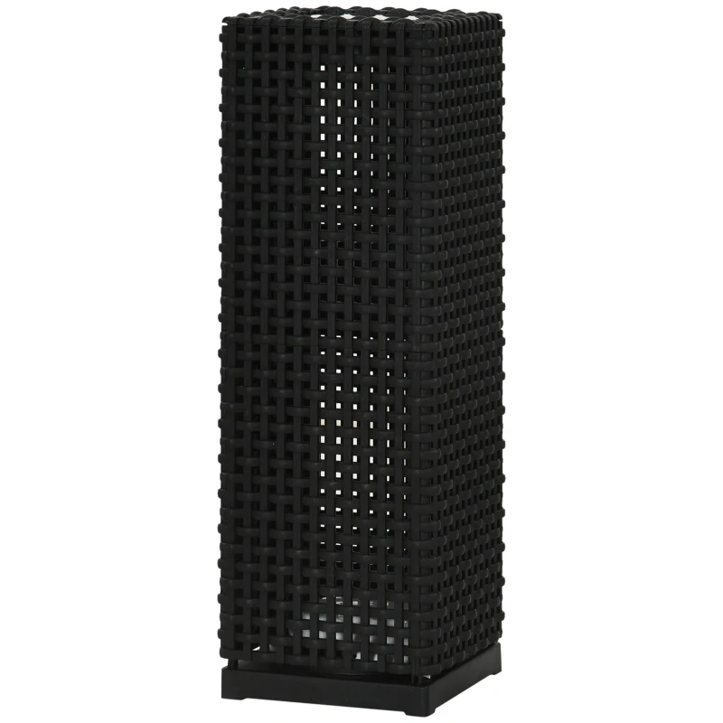 Outsunny Lámpara de Pie de Ratán Sintético con Luces LED para Decoración de Exteriores 15,5x15,5x47 cm Negro
