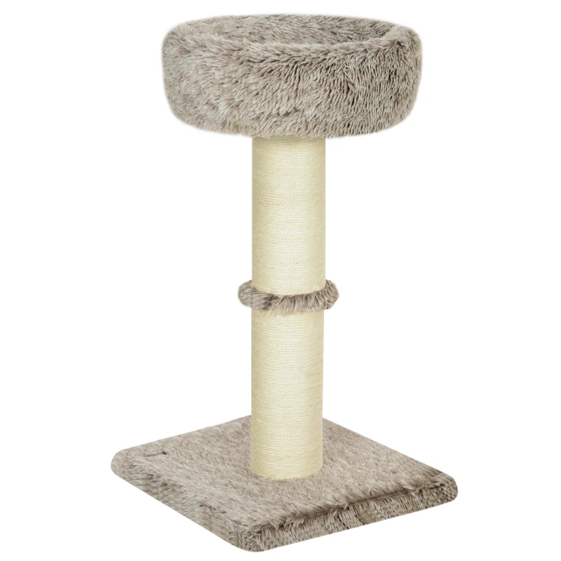 PawHut Arbre à chat arbre à grimper pour chat lit en peluche grande base pour intérieur 45l x 45P x 87H cm marron