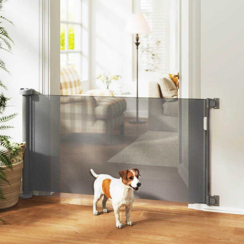 PawHut Treppenschutzgitter Ausziehbar 0-136cm 87 cm Hoch Türschutzgitter für Haustiere 142 x 10 x 87 cm Grau