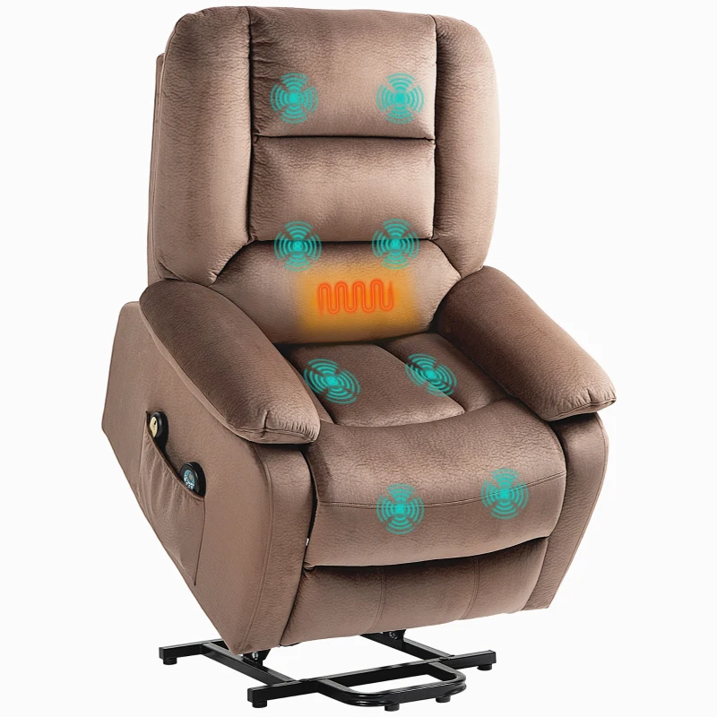 HOMCOM Aufstehsessel mit Massagefunktion, 90x93x110cm, Braun(m-12)