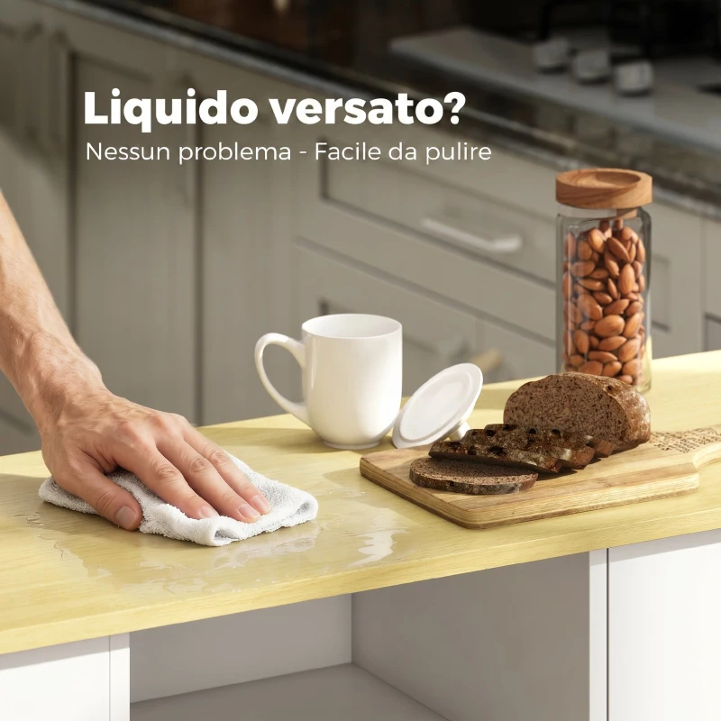 HOMCOM Mobile Cucina con Cassetto, Armadietto e Ripiano Regolabile, Bianco