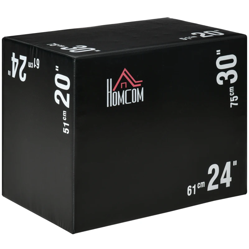 HOMCOM Box jump pliometrie 3 en 1 appareil musculation fitness plyobox pour box training 51/61/75 cm PE noir