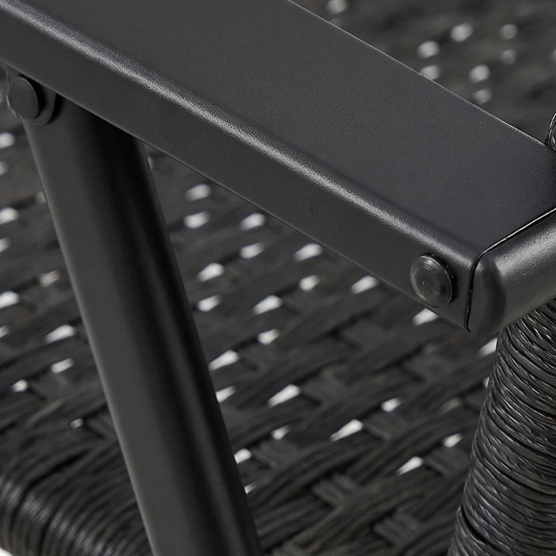 Outsunny Set of Two Folding Rattan Seat Chairs - Black
