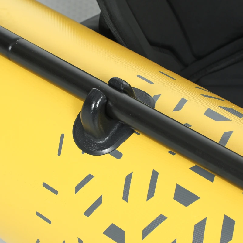 Outsunny 12.5' Inflatable Kayak Set, 2-person Sit on Canoe with Aluminium Oars, Grey and Yellow