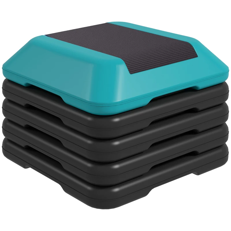 SPORTNOW Aerobic stepper marche d'exercice avec 5 hauteur réglable de 10/15/20/25/30 cm charge 150 kg pour maison gym bleu