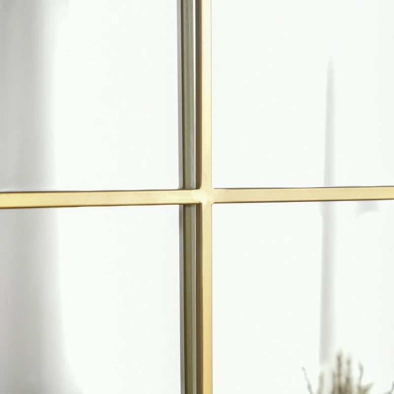 HOMCOM Espejo Decorativo de Pared 50x70cm Espejo de Ventana de Metal para Salón Dormitorio Entrada Estilo Moderno Dorado