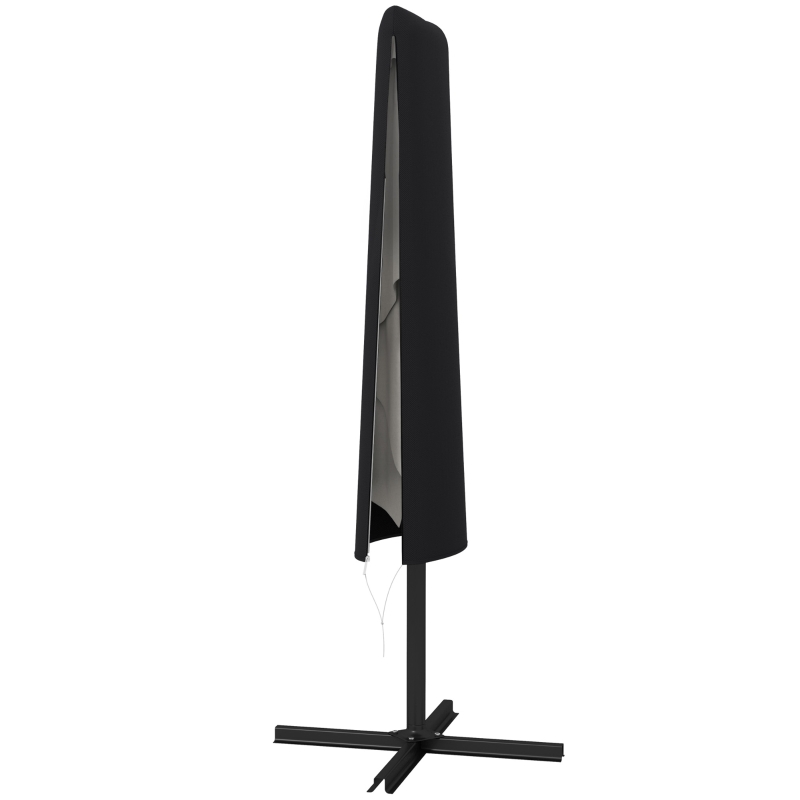 Outsunny Garden Parasol Cover, Outdoor Patio Umbrella Protector Weatherproof Garden Patio with Rod, Zipper for 2-4.6m Parasol, Φ60 x 160cm, Black
