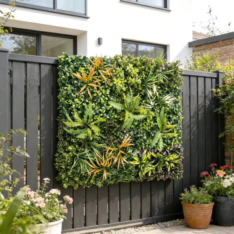 Outsunny Grass Wall Panels, 100 x 100 cm Artificial Grass Wall Decor with Tie Connectors, Greenery Backdrop Panels, Green