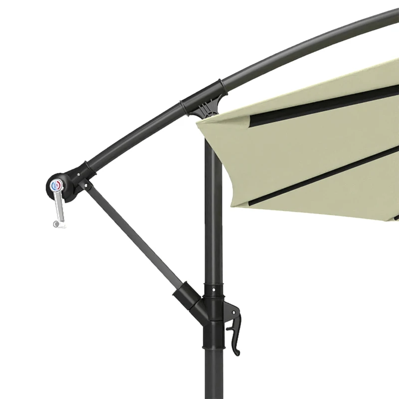 Outsunny 3m Overhanging Cantilever Parasol, with Cross Base - Beige