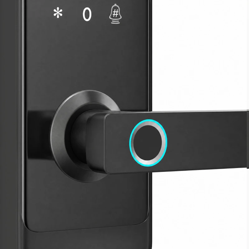 HOMCOM Smart Door Lock, 5-in-1 (Fingerprint/Passcode/Bluetooth APP/NFC Card/Key), Built-in Doorbell, Keyless Electronic Lock