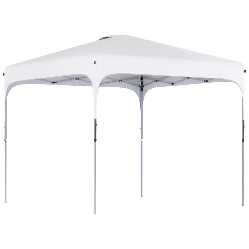 Outsunny Cenador de Jardín 2,5x2,5x2,7 m con Altura Ajustable Anti-UV Impermeable 4 Bolsas de Arena y Bolsa de Transporte Blanco