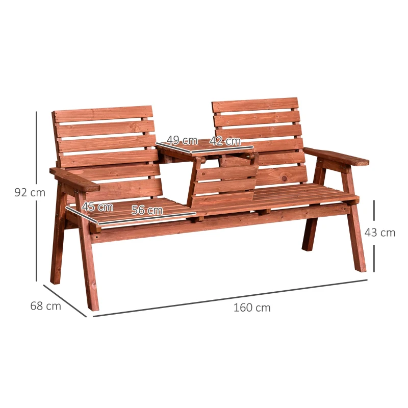 Outsunny Panchina Esterni Legno Abete 2/3 Posti, Convertibile 160x68x92cm