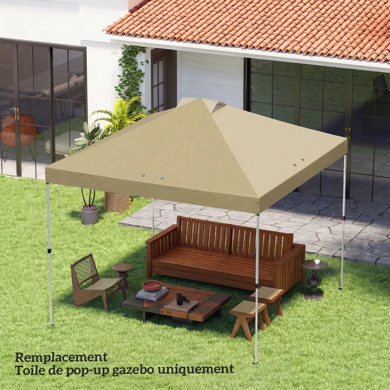 Outsunny Toile de Rechange pour Tonnelle 3 x 3 m UV50+ Imperméable avec 8 Trous de Drainage 3 x 3 m, crème