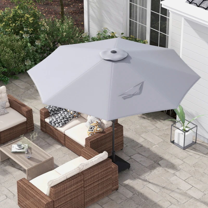 Outsunny Telo per Ombrellone da Ø295 cm in Poliestere Grigio Resistente all'Acqua con Presa d'Aria Superiore