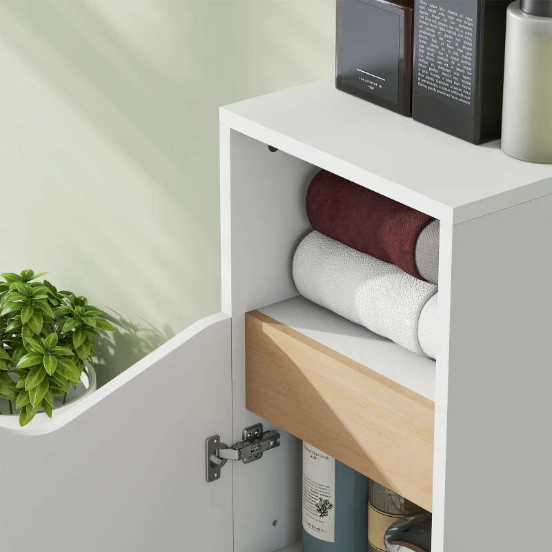 HOMCOM Badezimmerschrank Schmal Badschrank mit Verstellbaren Ablagen, offenem Fach 30 x 30 x 71,5 cm Weiß