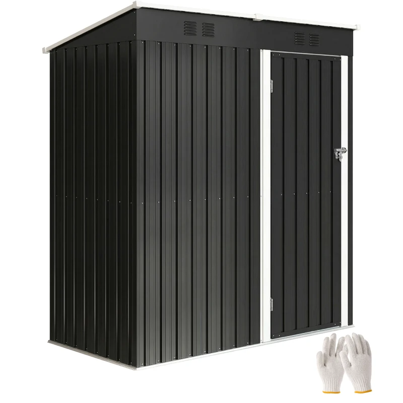 Outsunny Abri de Jardin en Métal Adossable 2 Grilles d'Aération Toit Incliné Anti-UV 163x90x179cm Gris Anthracite