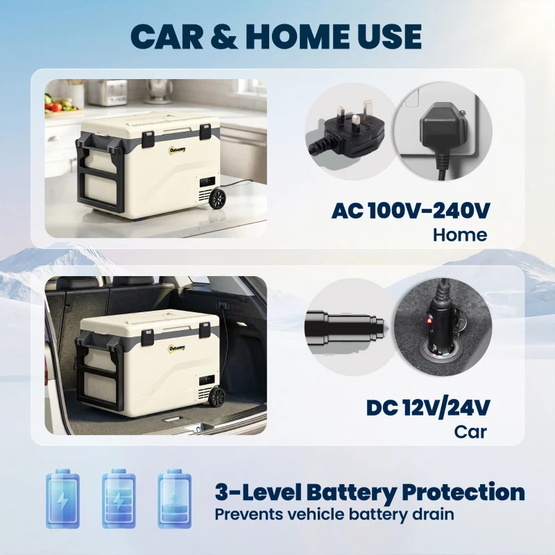 Outsunny 42.5L Compressor Car Fridge Freezer, Camping Refrigerator with App Control, 20℃-20℃